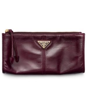Prada Patent Leather Pouch - Purple