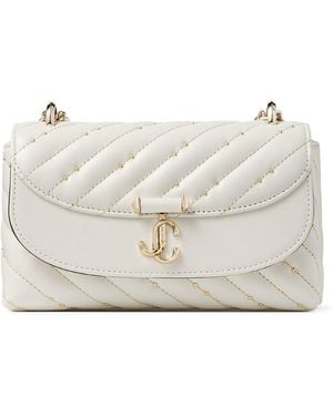 Jimmy Choo Curve Small Biker Leather Quilted Cross-Body Bag - White