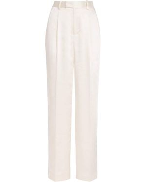 Self-Portrait Satin Wide-Leg Pants - White