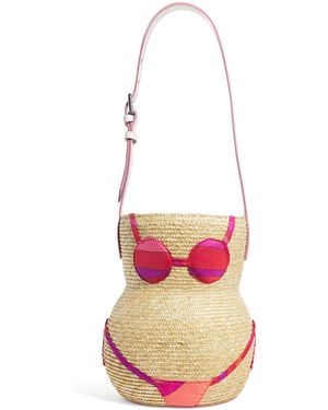 Emilio Pucci Woven Bikini Nella Bucket Bag - White