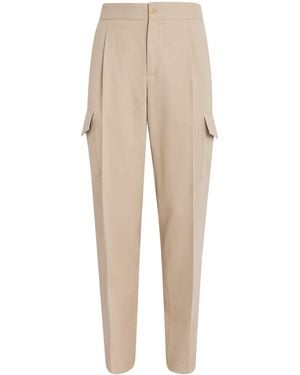 Isaia Cotton-Silk Pleated Cargo Trousers - Natural