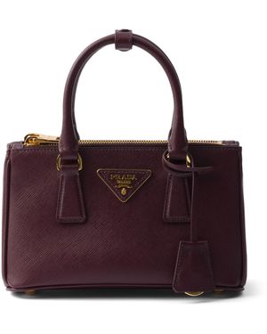 Prada Mini Leather Galleria Top-Handle Bag - Purple