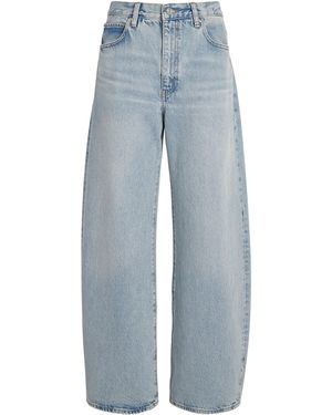 FRAME The Bow High-Rise Barrel-Leg Jeans - Blue