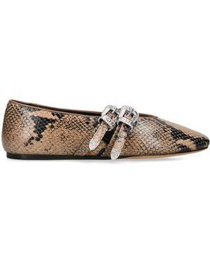 Le Monde Beryl Snake-Embossed Leather Claudia Slippers - Brown