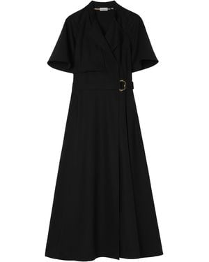 Burberry Wool Twill Midi Wrap Dress - Black