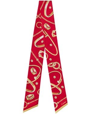 Cartier Precious Mundanity Graphic-Print Bandeau Silk Scarf 105Cm X 6Cm - Red