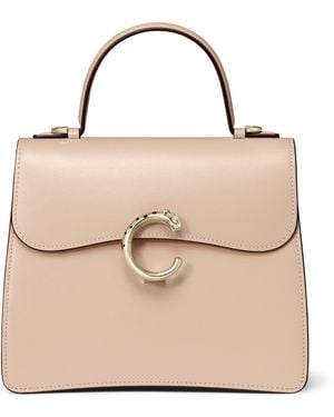 Cartier Small Leather Panthère C De Top-Handle Bag - Natural
