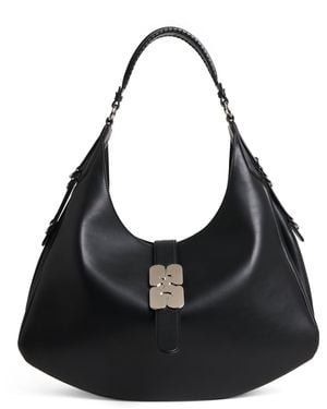 Ganni Large Leather Kat Shoulder Bag - Black