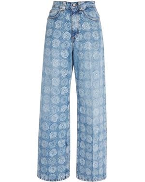 Sandro Floral Wide-Leg Jeans - Blue