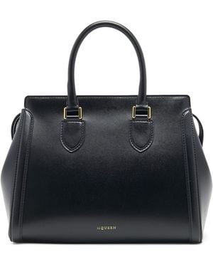 McQueen Large Leather Birdee Top-Handle Bag - Black