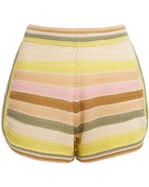 Zimmermann Cotton Crochet Stripe Indra Shorts - Yellow