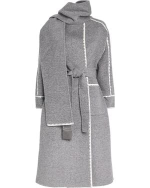 Maje Wool-Blend Scarf Coat - Gray
