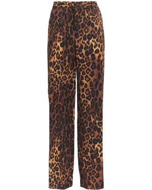L'Agence Leopard Print Livvy Wide-Leg Trousers - Brown
