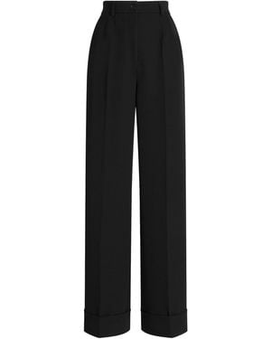 Dolce & Gabbana Virgin Wool Gabardine Trousers - Black