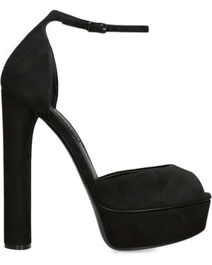 Casadei Suede Flora Platform Heels 140 - Black