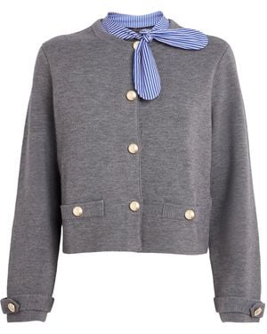 Maje Detachable Collar Cardigan - Blue