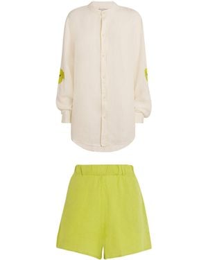 Desmond & Dempsey Hibiscus Pyjama Set - White