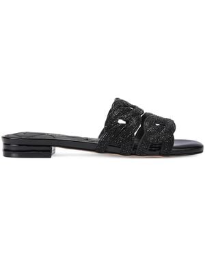 Kurt Geiger Leather Embellished Chain Sandals - Black