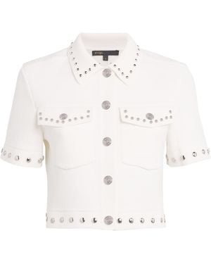 Maje Short-Sleeve Studded Jacket - White