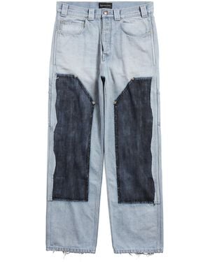Balenciaga Ripped-Off Wide-Leg Jeans - Blue