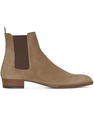 Saint Laurent Suede Wyatt Chelsea Boots - Brown