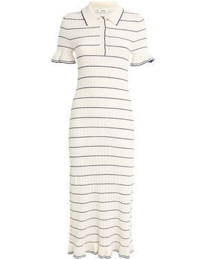 Sandro Rib-Knit Striped Midi Dress - White