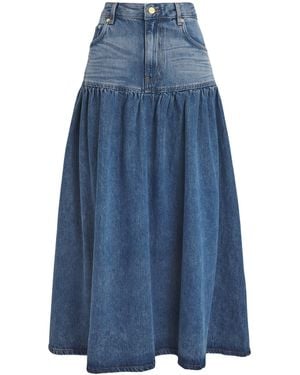 Ganni Denim Banded Maxi Skirt - Blue