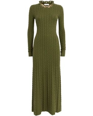Rabanne Wool-Blend Embellished Midi Dress - Green