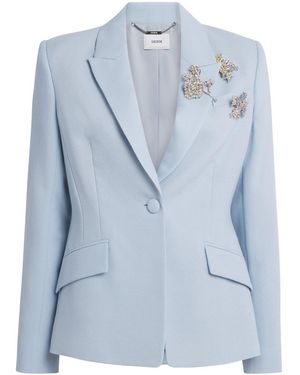 Erdem Wool Crepe Crystal-Embellished Blazer - Blue
