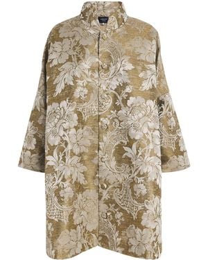 Eskandar Jacquard Stand-Collar Coat - Natural