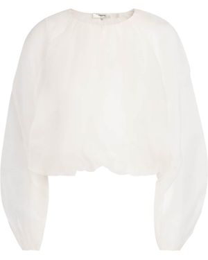 FRAME Silk Balloon Blouse - White