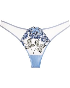 Fleur du Mal Embroidered Hydrangea Briefs - Blue