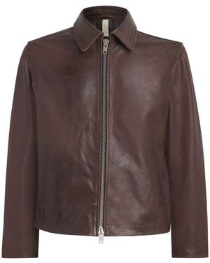 sunflower Leather Zip-Up Jacket - Brown