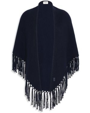 Weekend by Maxmara Virgin Wool Fringed Shawl - Blue