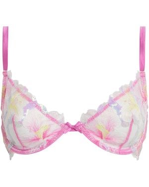 Fleur du Mal Sequin Hibiscus Demi Bra - Pink
