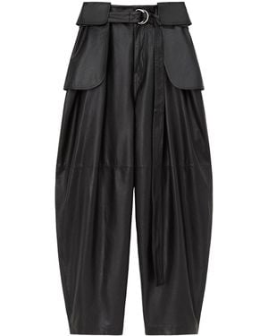 Loewe Leather Cargo Pants - Black