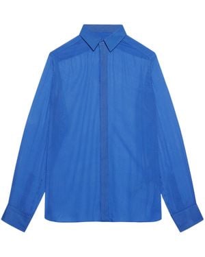 Tom Ford Silk Micro-Stripe Shirt - Blue