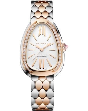 BVLGARI Stainless Steel, Rose And Diamond Serpenti Seduttori Watch - White