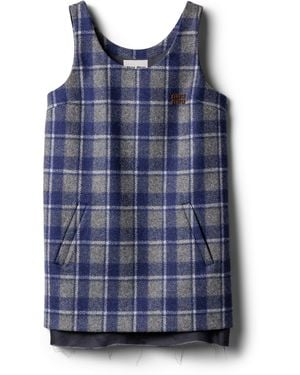 Miu Miu Wool Check Mini Dress - Blue