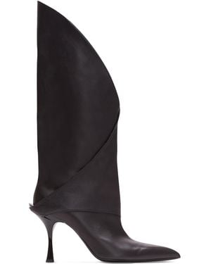 Balmain Leather Twist Heel Boots 95 - Black