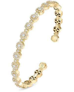 David Morris And Diamond Triolette Hexagon Bangle - Metallic