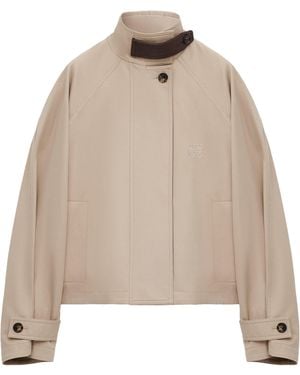 Loewe Cotton-Silk-Blend Cropped Coat - Natural