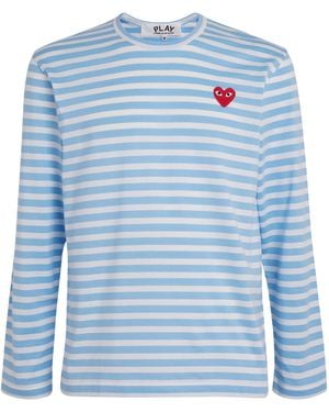 COMME DES GARÇONS PLAY Heart Logo Striped T-Shirt - Blue