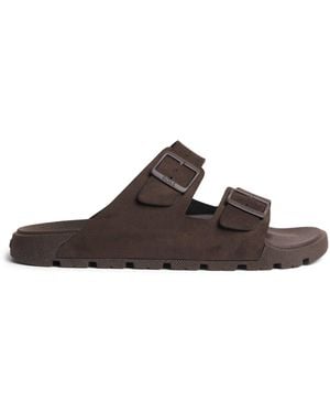 BOSS Faux Suede Surfley Slides - Brown