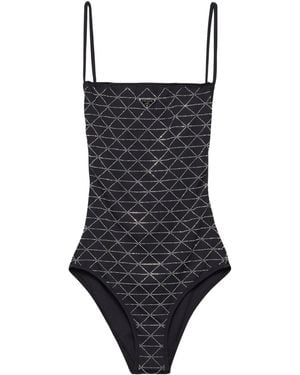 Prada Rhinestone-Embellished Swimsuit - Black