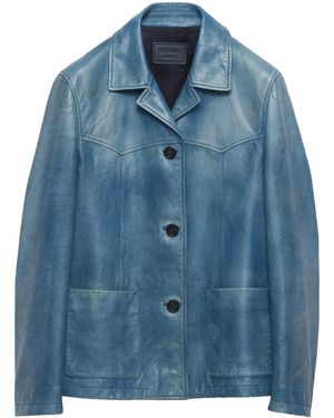 Prada Nappa Leather Jacket - Blue