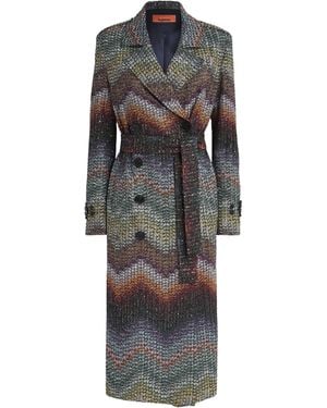 Missoni Knitted Zigzag Trench Coat - Grey