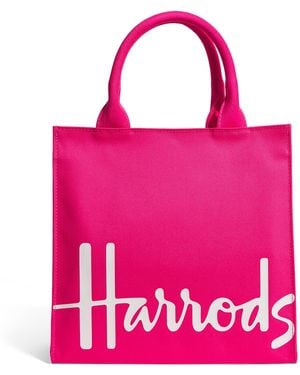 Harrods Small Cotton Logo Tote Bag - Pink