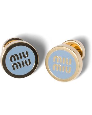 Miu Miu Enamel Logo Earrings - Blue