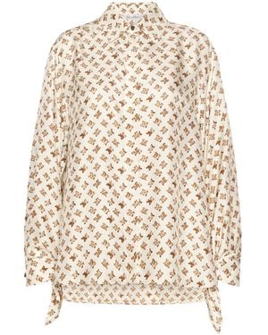 Max Mara Silk Logo-Print Shirt - White